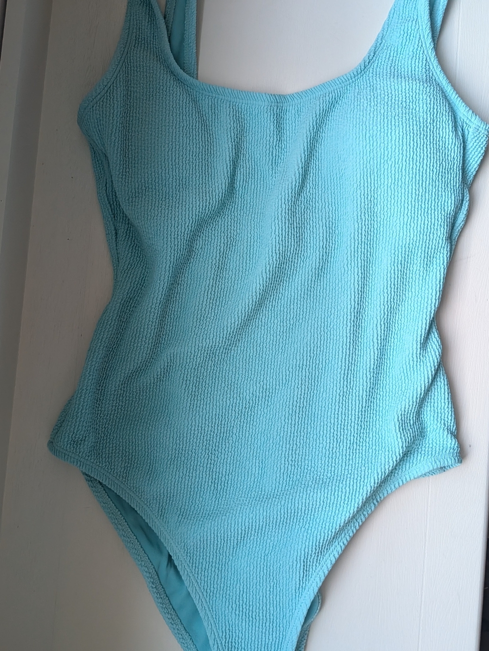 Primark Light Blue Turquoise Textured Swimsuit One Piece (Hunza G Inspired)